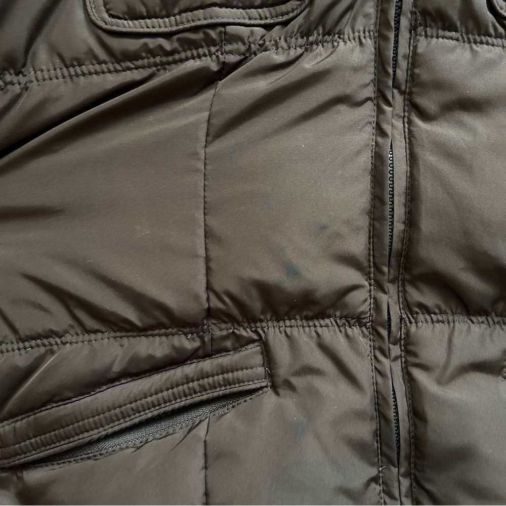 CoffeeShop Chocolate Brown Zip Up Down Feather Puffer Jacket Size Medium - Picture 13 of 15
